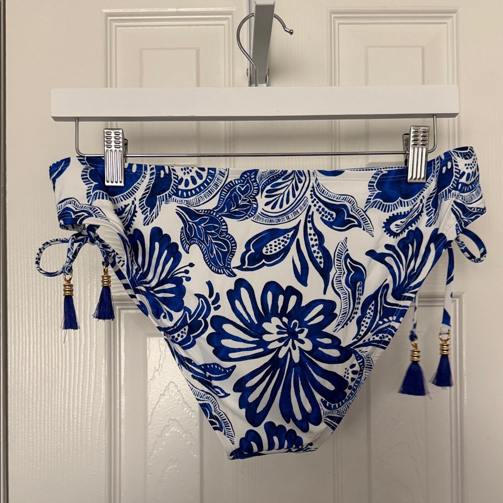 La Blanca Blue and White Floral Tie-Side Bikini Bottoms - Picture 8 of 10